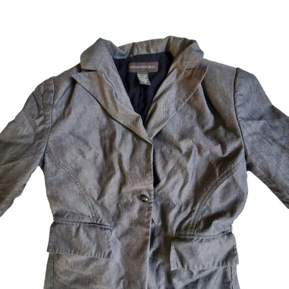 Banana Republic Gray 1 Button Blazer Jacket Size 10 - Picture 3 of 13